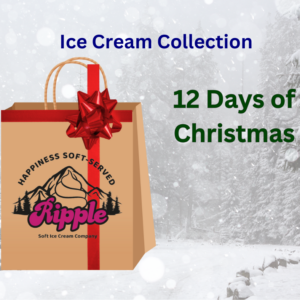 12 days of Christmas ice cream collection graphic of surprise gift bag